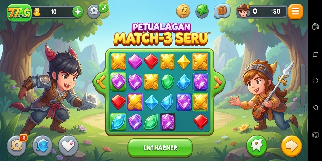 Screenshot gameplay Match-3 yang menarik dari 77AG.