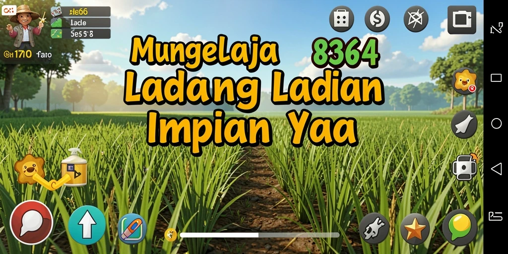 Screenshot menunjukkan gameplay menarik dari 8364 dengan ladang yang subur.