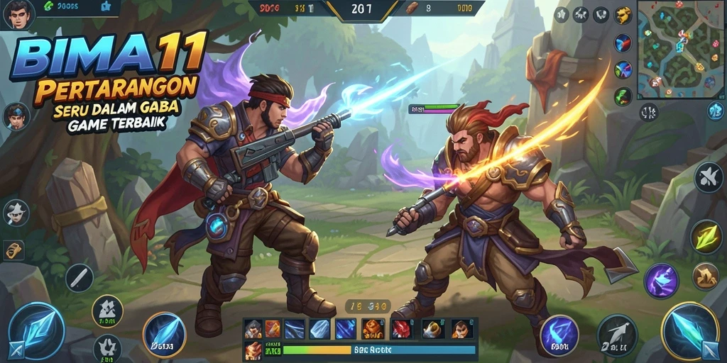 Screenshot gameplay BIMA11 yang menampilkan aksi pertarungan seru.
