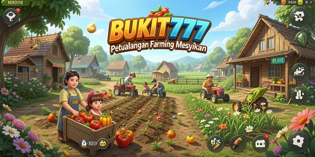 Screenshot BUKIT777 menampilkan aktivitas pertanian yang seru.