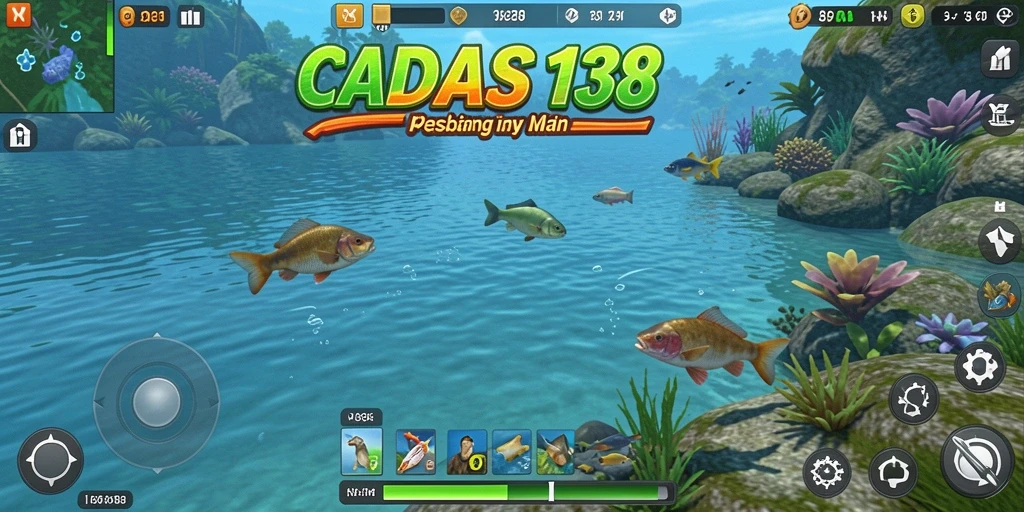 Screenshot gameplay menampilkan aksi memancing yang mendebarkan di CADAS138.