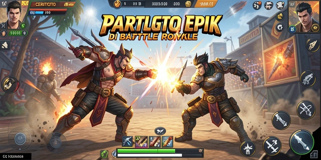 Screenshot CERITOTO menampilkan aksi seru dalam pertempuran Battle Royale.