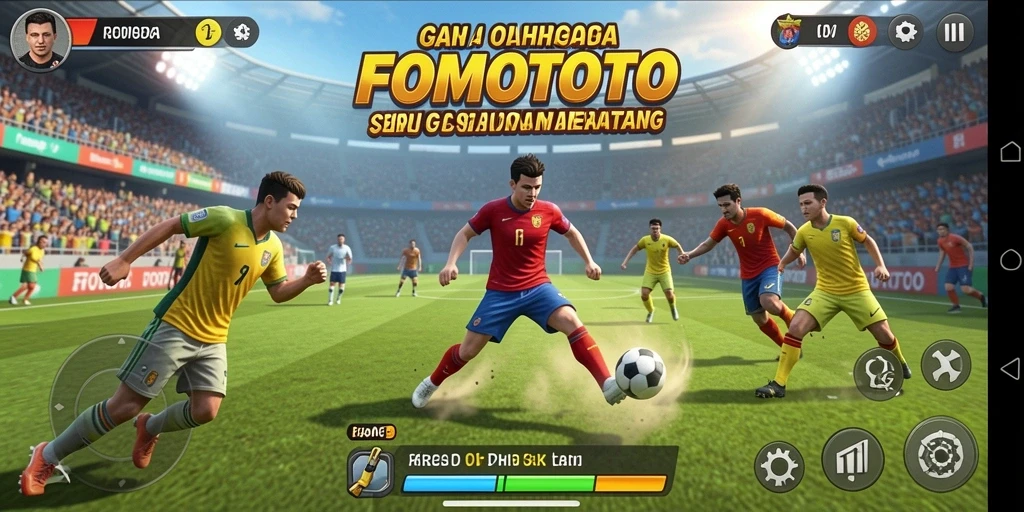 Tampilan gameplay seru di FOMOTOTO yang menampilkan kompetisi olahraga.