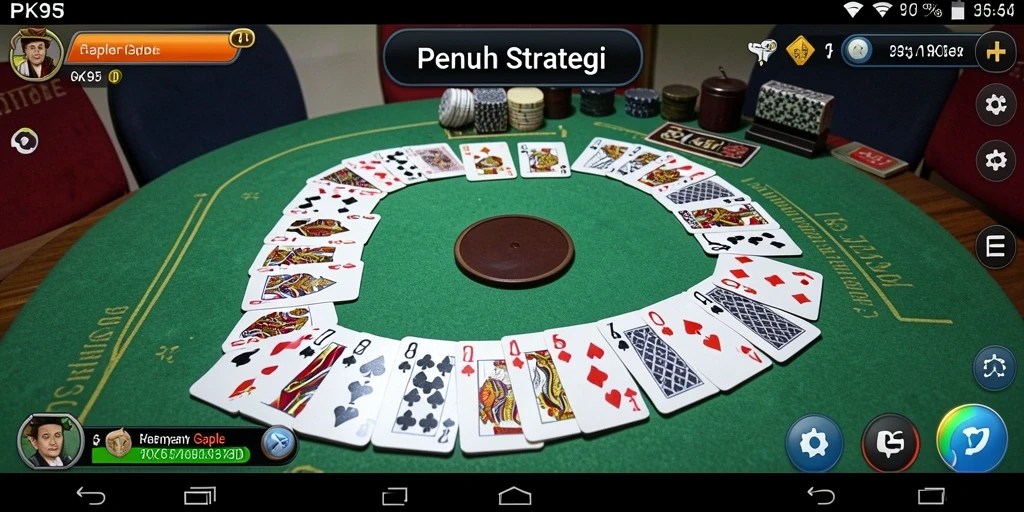 Screenshot gameplay PK95 menampilkan keseruan bermain gaple.