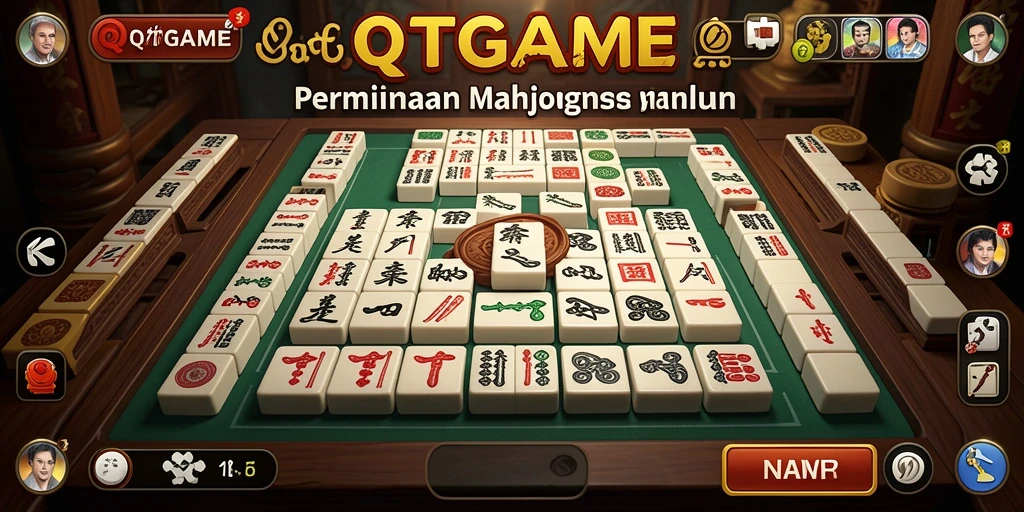 Tampilan utama gameplay QTGAME yang menarik dengan elemen Mahjong.