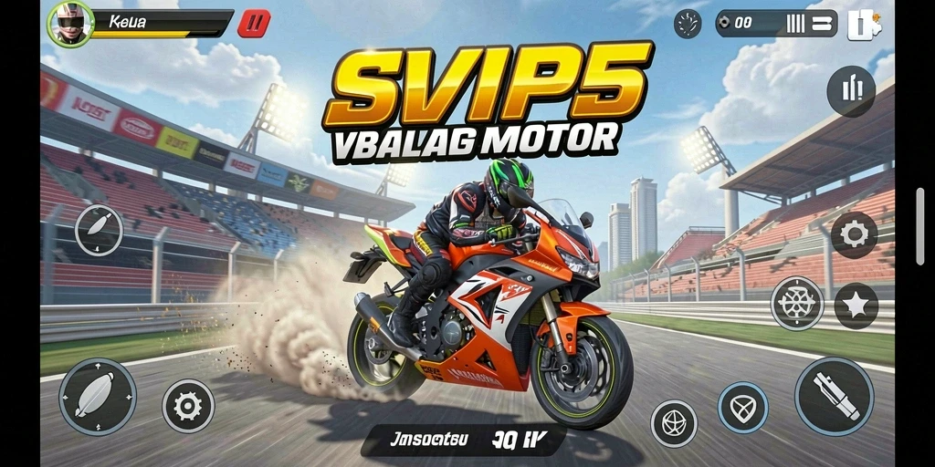 Tampilan gameplay seru dalam balapan motor di SVIP5.